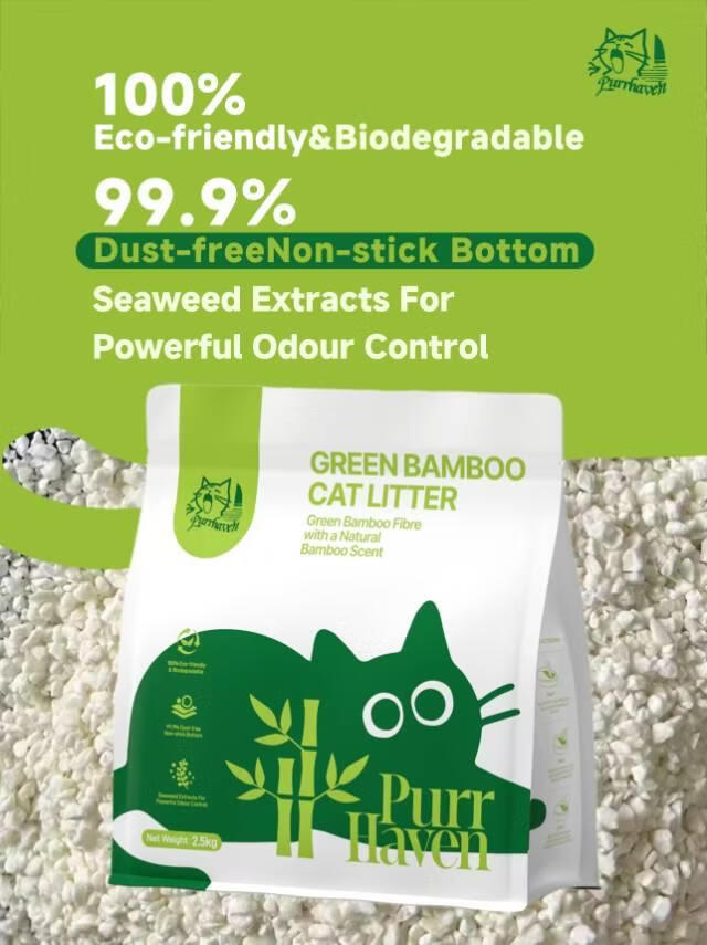 Purr Haven Green Bamboo Cat Litter | 1 Carton | 6 Packs Per Carton | 2.5kg Per Pack - Image 4