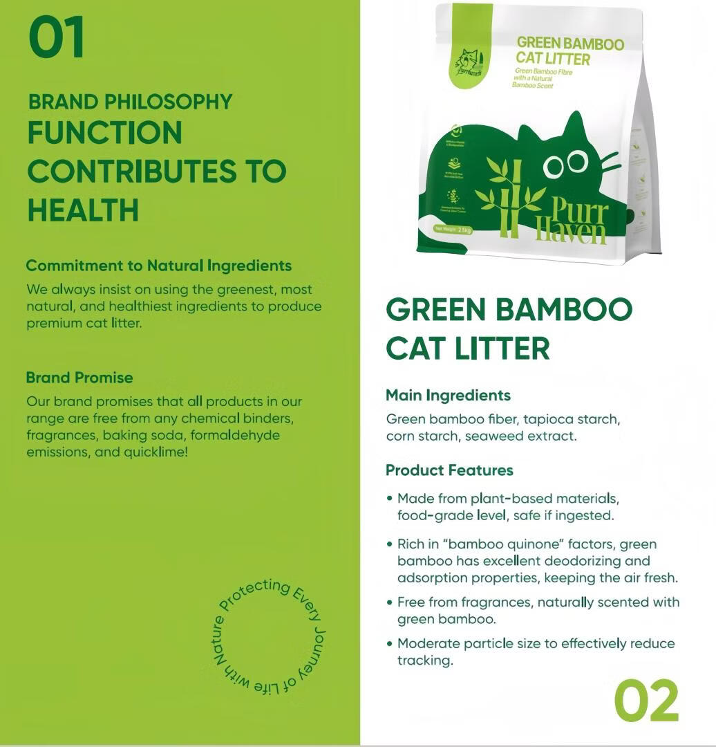 Purr Haven Green Bamboo Cat Litter | 3 Packs | 2.5 kg Per Pack - Image 2