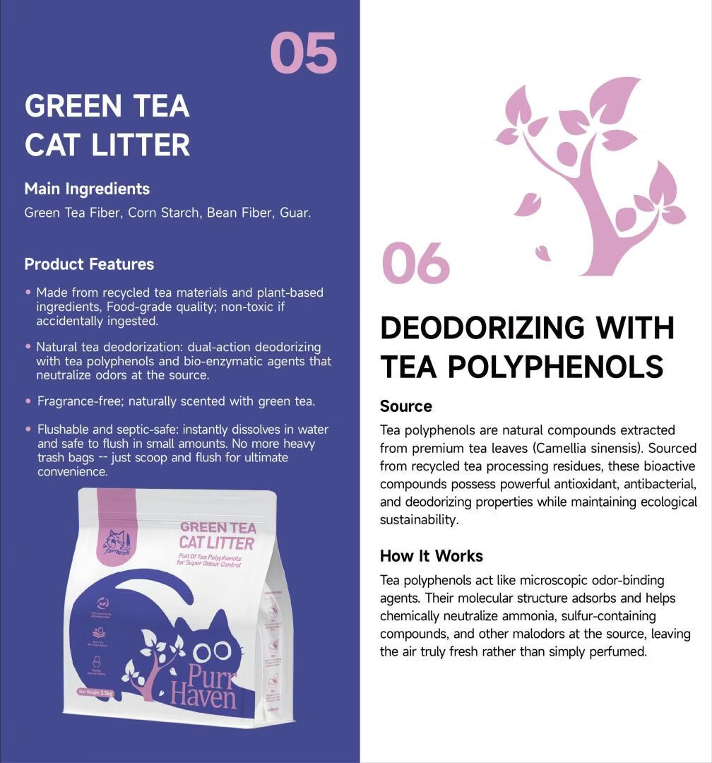 Purr Haven Green Tea Cat Litter | 3 Packs | 2.5 kg Per Pack - Image 2