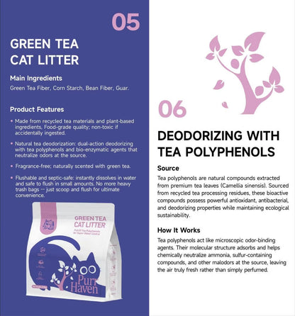 Purr Haven Green Tea Cat Litter | 3 Packs | 2.5 kg Per Pack - Image 2