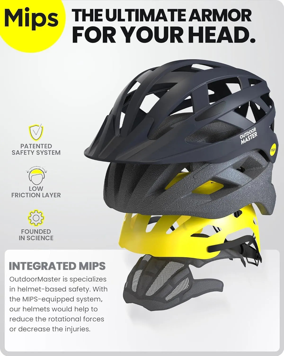 OutdoorMaster Bike Helmet Adult Men Women MIPS Certified Bicycle Helmet with Two Removable Liners & Ventilation Cycling Helmet for Mountain&Motorway-Carbon Black,Medium - Image 2