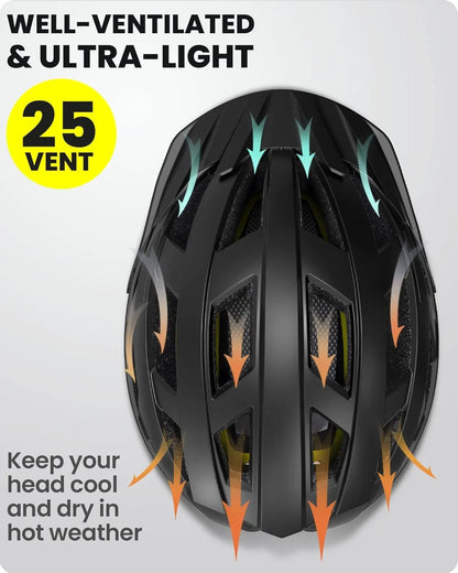OutdoorMaster Bike Helmet Adult Men Women MIPS Certified Bicycle Helmet with Two Removable Liners & Ventilation Cycling Helmet for Mountain&Motorway-Carbon Black,Medium - Image 4