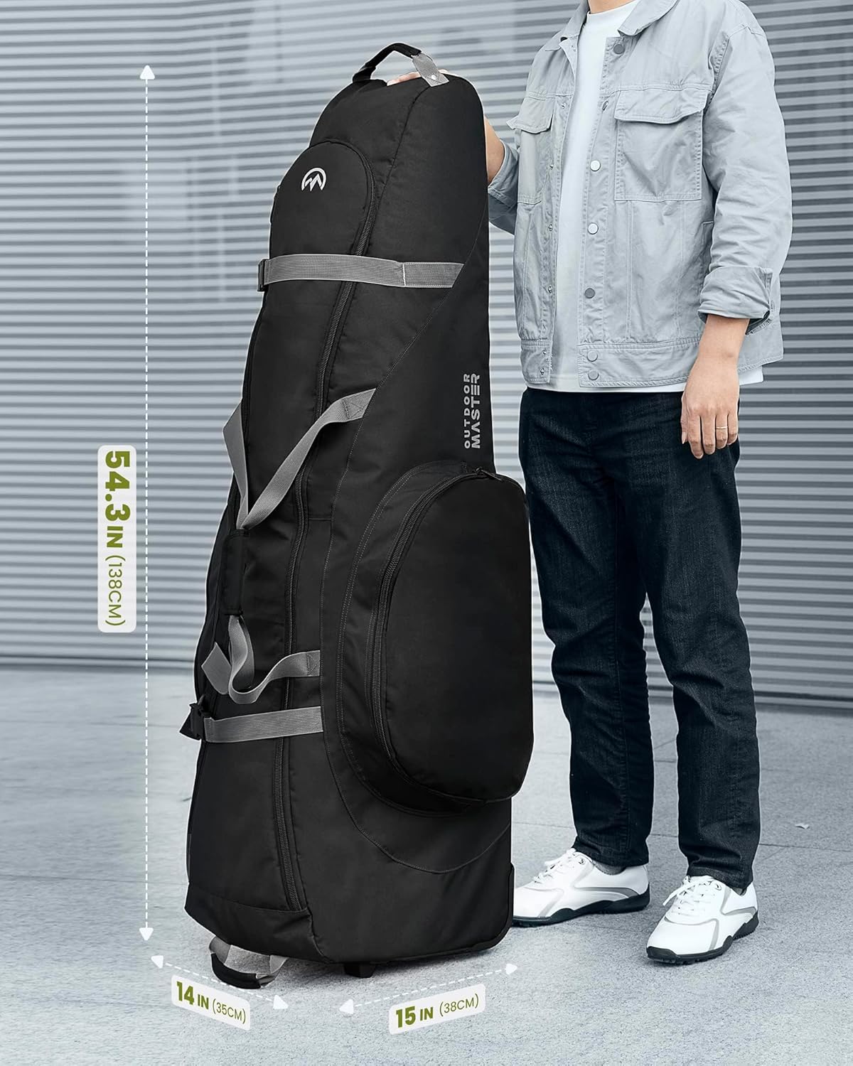 OutdoorMaster Padded Golf Club Travel Bag with Wheels, 900D Heavy Duty Oxford Waterproof -Alligators-Black - Image 6