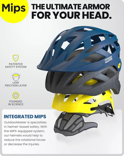 OutdoorMaster Bike Helmet Adult Men Women MIPS Certified Bicycle Helmet with Two Removable Liners & Ventilation Cycling Helmet for Mountain&Motorway-Ocean Blue,Medium - Image 2