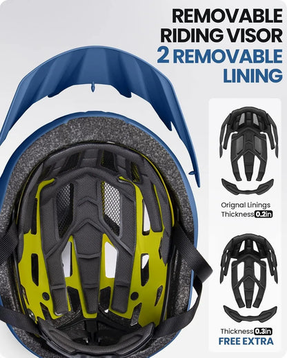 OutdoorMaster Bike Helmet Adult Men Women MIPS Certified Bicycle Helmet with Two Removable Liners & Ventilation Cycling Helmet for Mountain&Motorway-Ocean Blue,Medium - Image 3