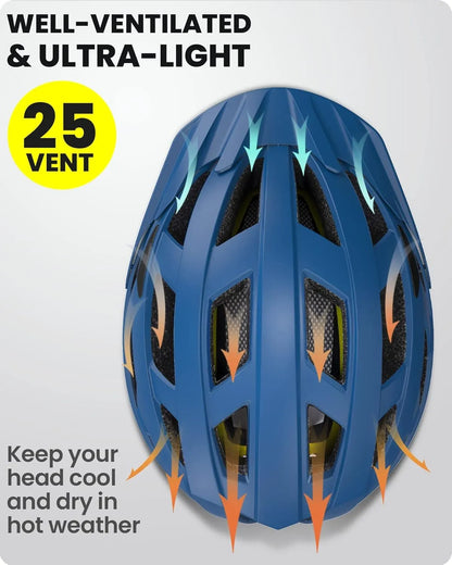 OutdoorMaster Bike Helmet Adult Men Women MIPS Certified Bicycle Helmet with Two Removable Liners & Ventilation Cycling Helmet for Mountain&Motorway-Ocean Blue,Medium - Image 4