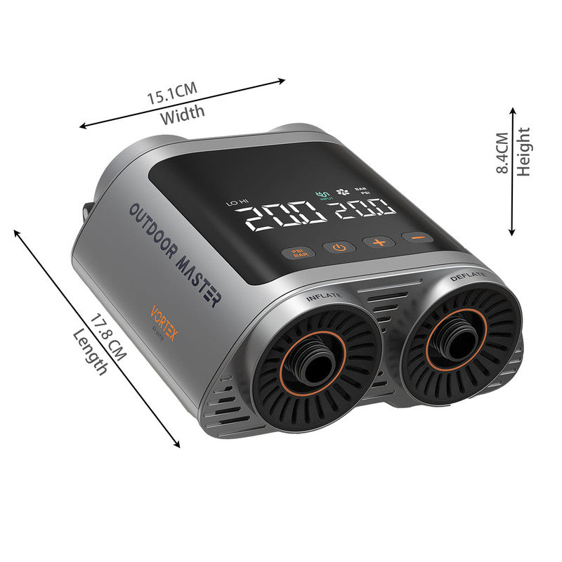 OutdoorMaster Vortex Paddle Board Pump Electric Portable, Max 20PSI SUP Air Pump Inflator & Deflator, 12V/15.8V DC Input, Auto Off & Cooling, 8 Nozzles Pump for Paddle Board, Inflatables - No Battery - Image 8