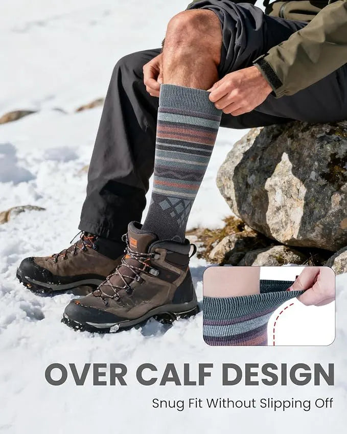 OutdoorMaster Ski Socks 2-Pack Merino Wool, Over The Calf Non-Slip Cuff for Men & Women-Gray,Medium - Image 5