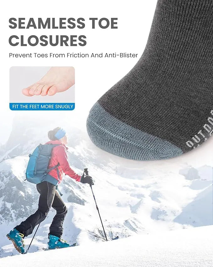 OutdoorMaster Ski Socks 3-Pack Merino Wool, Over The Calf Non-Slip Cuff for Men & Women - Image 5