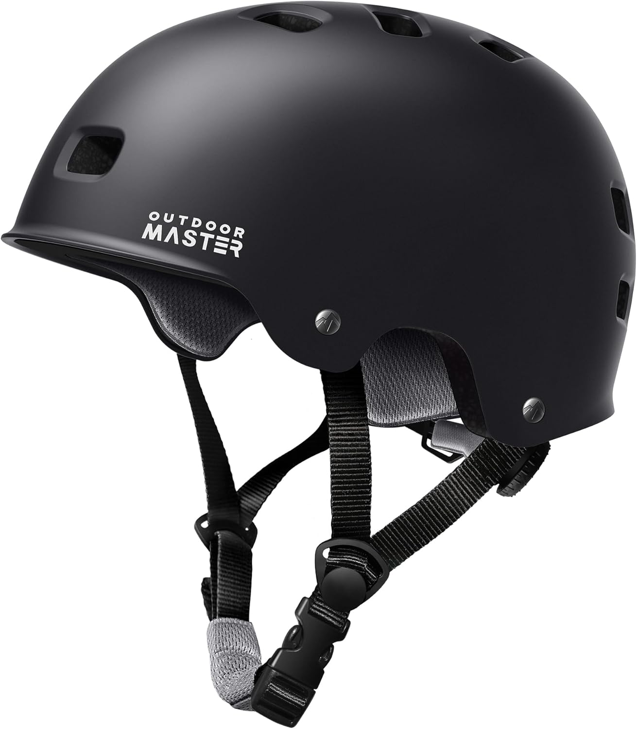 OutdoorMaster Skateboard Cycling Helmet - Two Removable Liners Ventilation Multi-Sport Scooter Roller Skate Inline Skating Rollerblading for  Adults-Black-Small