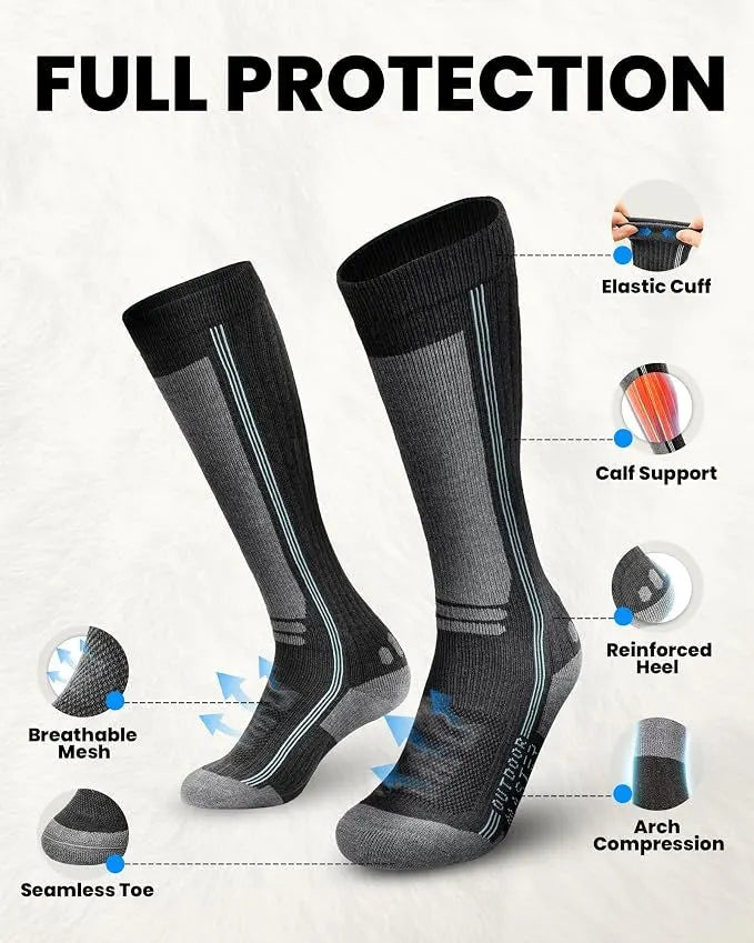 OutdoorMaster Thermolite Merino Wool Ski Socks, Compression Thermal Snowboarding Socks for Men & Women, Cold Weather-3-Pack - Image 7