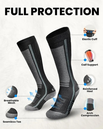 OutdoorMaster Thermolite Merino Wool Ski Socks, Compression Thermal Snowboarding Socks for Men & Women, Cold Weather-3-Pack - Image 7