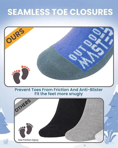 OutdoorMaster Merino Wool Ski Socks for Kids Boys & Girls Thermal Winter Warm Snowboarding Cold Weather-Blue Mountains - 2 Pack,Small - Image 6
