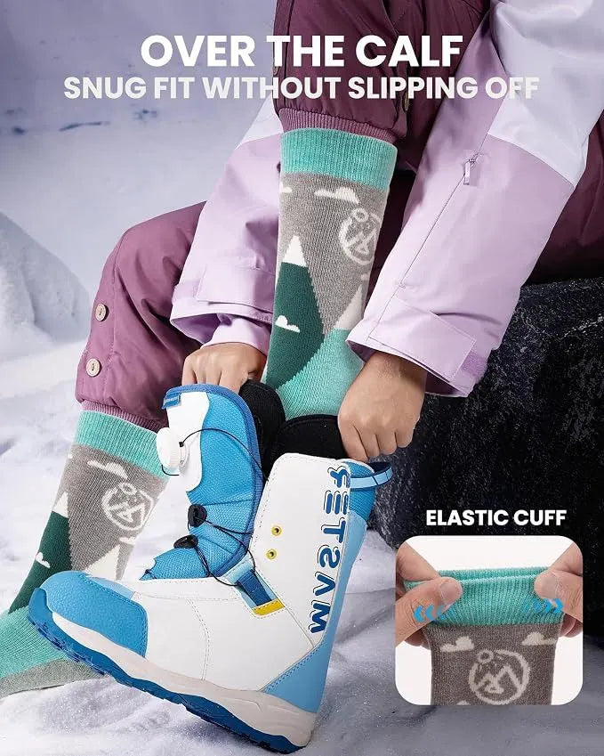 OutdoorMaster Merino Wool Ski Socks for Kids Boys & Girls Thermal Winter Warm Snowboarding Cold Weather-2 Pack,Small - Image 5