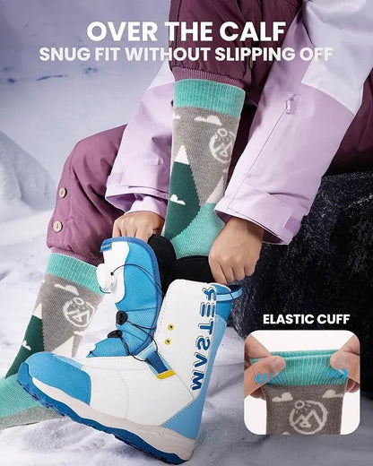 OutdoorMaster Merino Wool Ski Socks for Kids Boys & Girls Thermal Winter Warm Snowboarding Cold Weather-2 Pack,Small - Image 5
