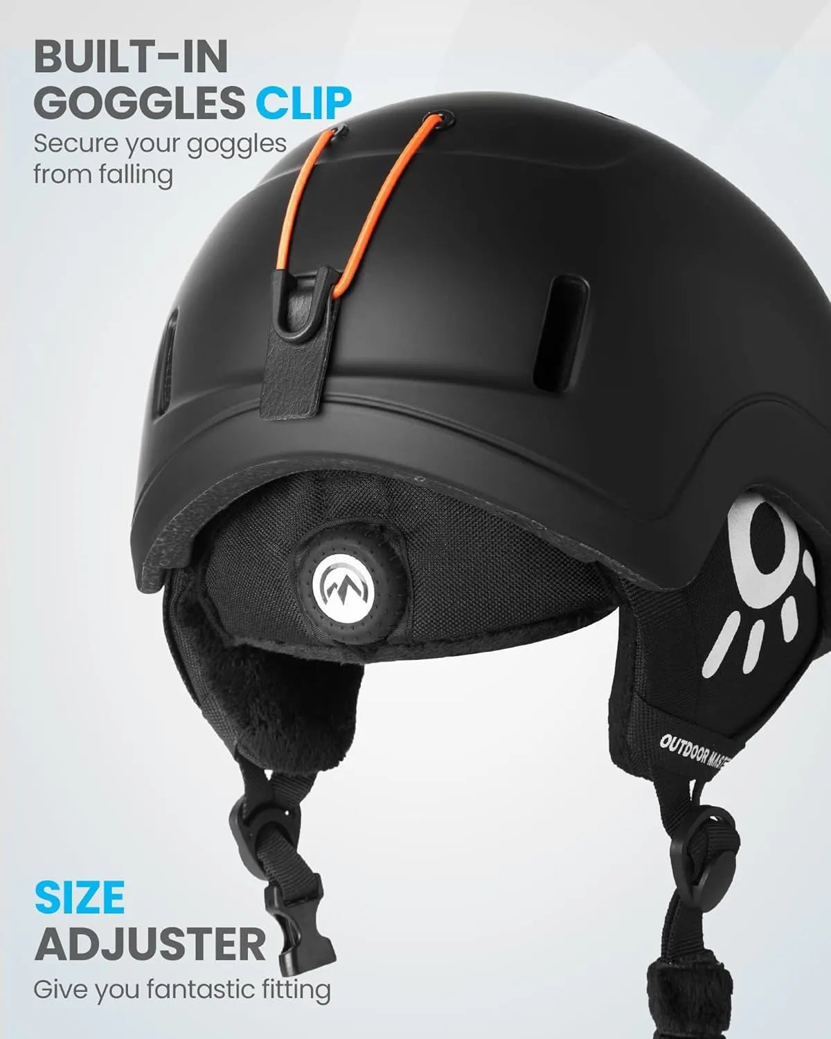 OutdoorMaster Children's Ski Helmet, Snowboard Helmet for Boys & Girls, Robust PC Shell & EPS Foam, 12 Ventilation Holes, Adjustable Snow Sports Helmet, Certified Snow Sports and Snowboard Matte Black,48-52cm X-Small - Image 4