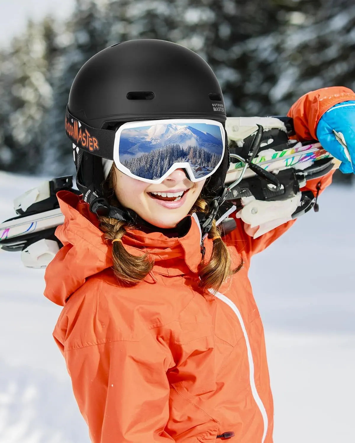OutdoorMaster Children's Ski Helmet, Snowboard Helmet for Boys & Girls, Robust PC Shell & EPS Foam, 12 Ventilation Holes, Adjustable Snow Sports Helmet, Certified Snow Sports and Snowboard Matte Black,48-52cm X-Small - Image 6