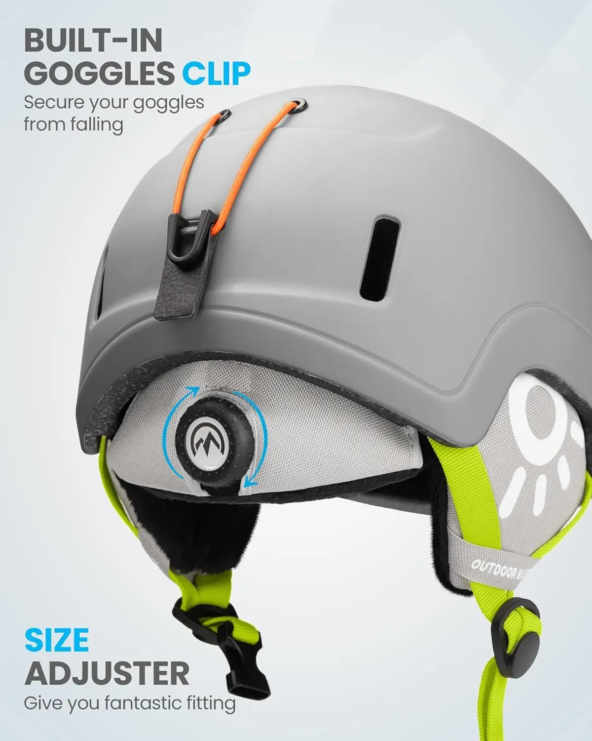OutdoorMaster Kids Snowboarding Helmet for Boys & Girls - Durable PC Shell, EPS Foam & 12 Cooling Vents, Adjustable Dial Fit-Matte Grey,52-56cm Small - Image 4