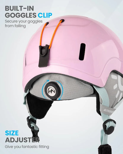 OutdoorMaster Children's Ski Helmet, Snowboard Helmet for Boys & Girls, Robust PC Shell & EPS Foam, 12 Ventilation Holes, Adjustable Snow Sports Helmet, Certified Snow Sports and Snowboard Helmet-Glossy Pink,48-52cm X-Small - Image 4