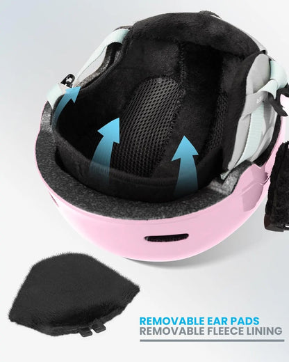 OutdoorMaster Children's Ski Helmet, Snowboard Helmet for Boys & Girls, Robust PC Shell & EPS Foam, 12 Ventilation Holes, Adjustable Snow Sports Helmet, Certified Snow Sports and Snowboard Helmet-Glossy Pink,48-52cm X-Small - Image 5