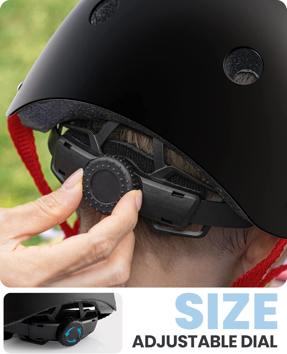 OutdoorMaster Youth & Kids Bike Helmet - Adjustable Multi-Sports Skateboard Helmet with Removable Liners for Balance Bike, Toddler Scooter, One Wheel Hoverboard-Black Red-Large - Image 3