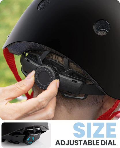 OutdoorMaster Youth & Kids Bike Helmet - Adjustable Multi-Sports Skateboard Helmet with Removable Liners for Balance Bike, Toddler Scooter, One Wheel Hoverboard-Black Red-Small - Image 3