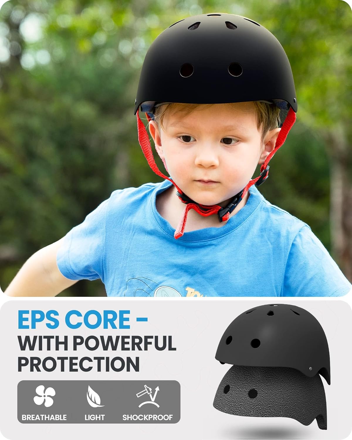 OutdoorMaster Youth & Kids Bike Helmet - Adjustable Multi-Sports Skateboard Helmet with Removable Liners for Balance Bike, Toddler Scooter, One Wheel Hoverboard-Black Red-Small - Image 5