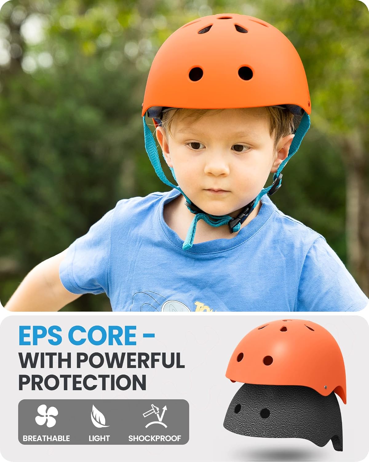 OutdoorMaster Youth & Kids Bike Helmet - Adjustable Multi-Sports Skateboard Helmet with Removable Liners for Balance Bike, Toddler Scooter, One Wheel Hoverboard-Orange-Large - Image 5