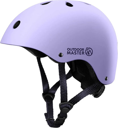 OutdoorMaster Youth & Kids Bike Helmet - Adjustable Multi-Sports Skateboard Helmet with Removable Liners for Balance Bike, Toddler Scooter, One Wheel Hoverboard-Taro purple-Large