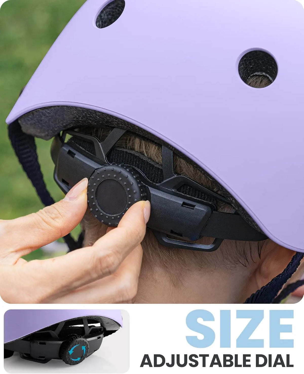 OutdoorMaster Youth & Kids Bike Helmet - Adjustable Multi-Sports Skateboard Helmet with Removable Liners for Balance Bike, Toddler Scooter, One Wheel Hoverboard-Taro purple-Large - Image 3