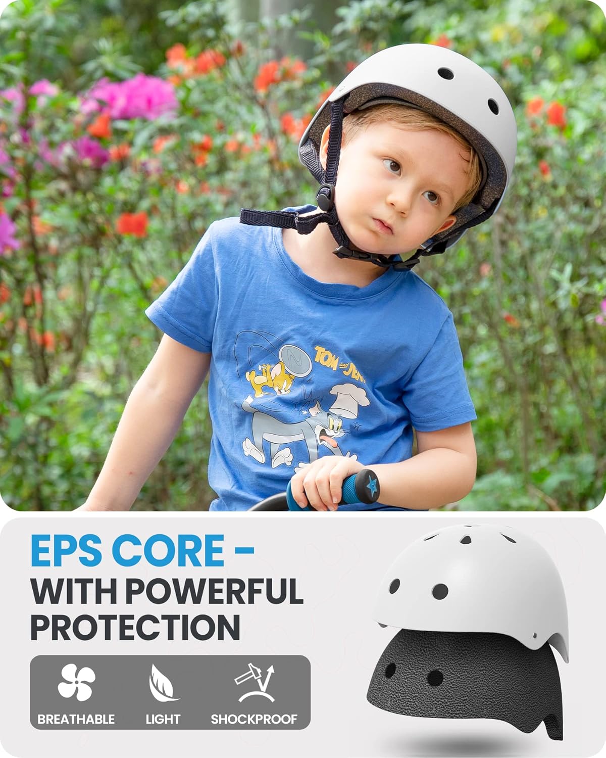 OutdoorMaster Youth & Kids Bike Helmet - Adjustable Multi-Sports Skateboard Helmet with Removable Liners for Balance Bike, Toddler Scooter, One Wheel Hoverboard-White-Large - Image 6