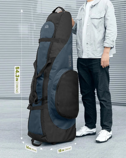 OutdoorMaster Padded Golf Club Travel Bag with Wheels, 900D Heavy Duty Oxford Waterproof -Alligators-Blue - Image 6