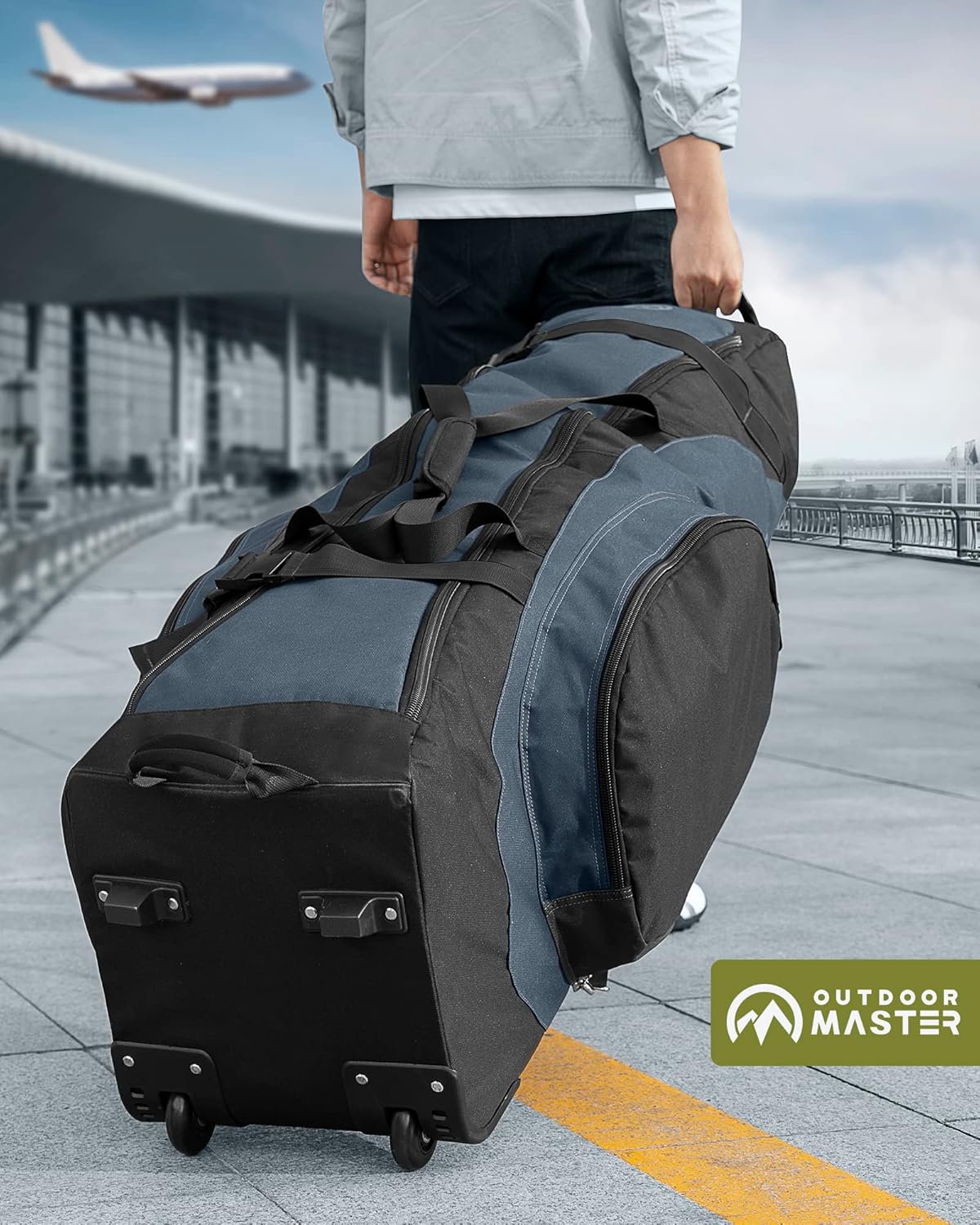 OutdoorMaster Padded Golf Club Travel Bag with Wheels, 900D Heavy Duty Oxford Waterproof -Alligators-Blue - Image 7