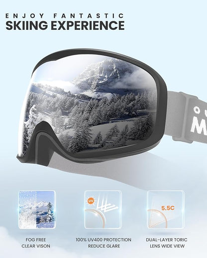 OutdoorMaster Owl Ski Goggles OTG, Snow Snowboard Goggles for Men Women Youth, Anti-Fog, 100% UV Protection-OM-72 - Image 4