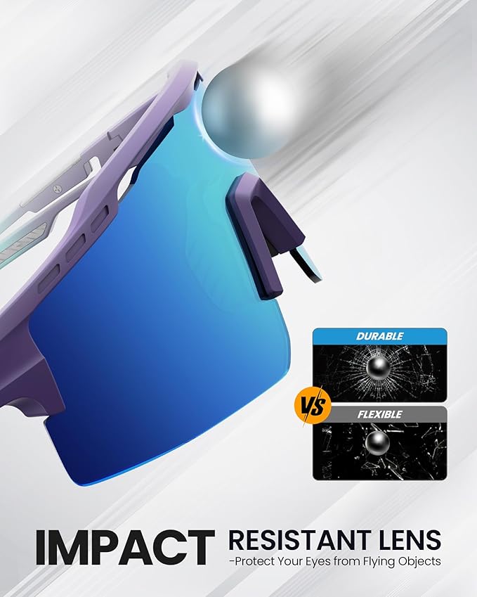 OutdoorMaster Hawk II Polarized Sports Sunglasses for Men Women, TAC 100% UV400 Protection TR90 Frame Cycling Sunglasses, Baseball Running Fishing Golf Glasses-Blue Frame+revo Blue Cat.3,Adult - Image 3