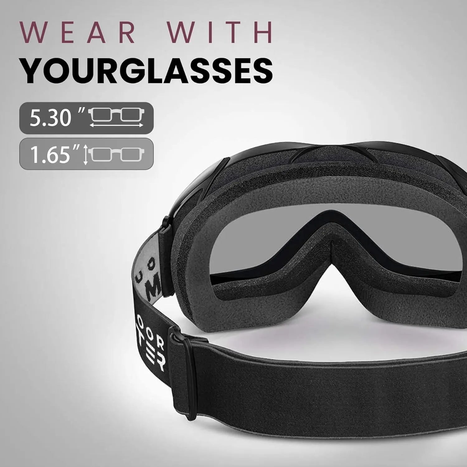 OutdoorMaster OTG Ski Goggles - Over Glasses Ski/Snowboard Goggles for Men, Women & Youth - 100% UV Protection-01VLT 10％-OM-5 - Image 2