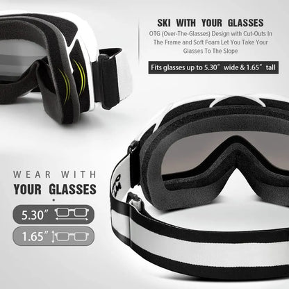 OutdoorMaster OTG Ski Goggles - Over Glasses Ski/Snowboard Goggles for Men, Women & Youth - 100% UV Protection--OM-5 - Image 3