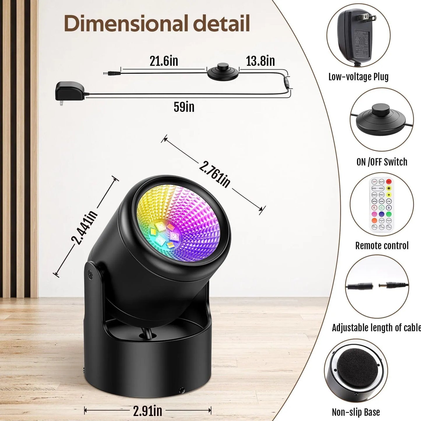 RGB LED Spot Lights with Remote - 20 Color Changing, Dimmable Indoor Accent Lamps - Image 5