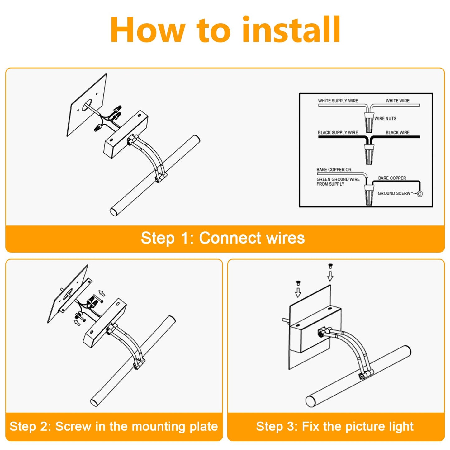 Hardwired Picture Light for Wall Black,14 inch Night Light LED Wall Sconces for Pictures,Dart Board Lights Wall Lights for Dartboard Mirror Frame Gallery - Image 5