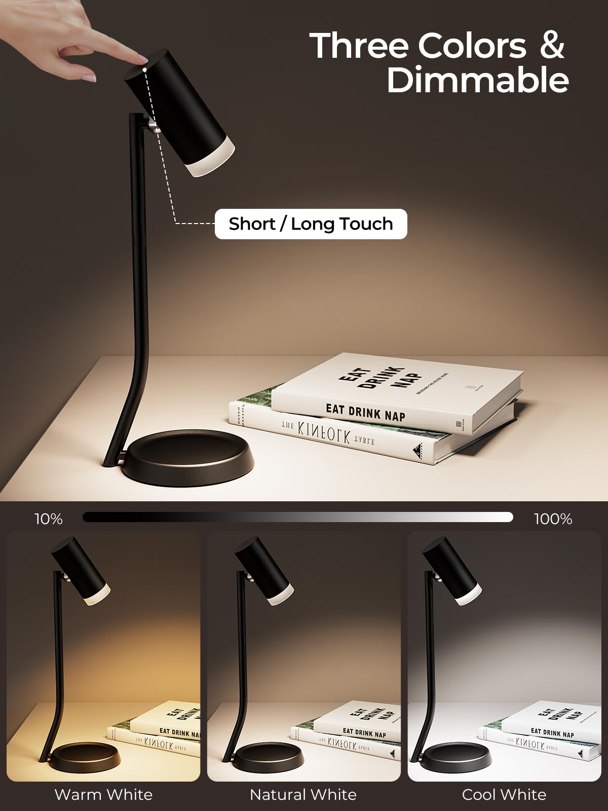 Cordless Table Lamps, Battery Operated Portable Table Light with Magnetic Adjustable Angle Head, 5000mAh Rechargeable Lamp with CCT Dimming for Patio Party Restaurant Dining Home 2 Packs - Image 5