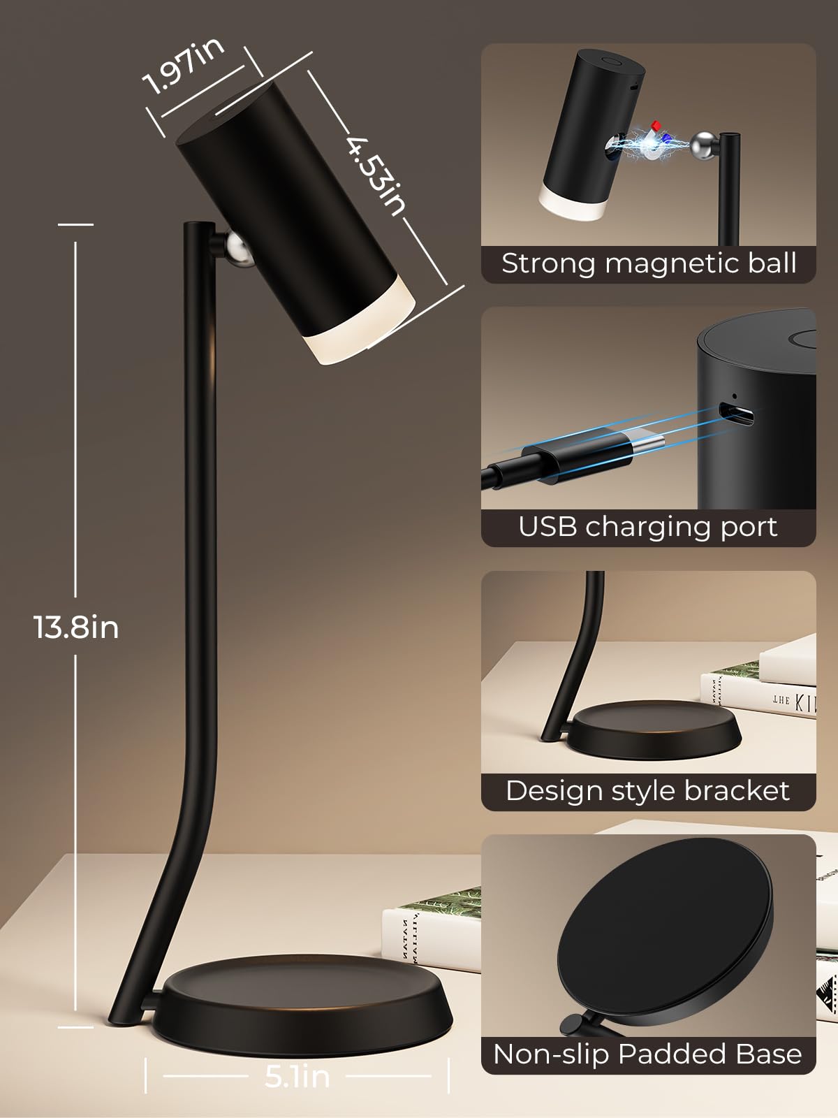 Cordless Table Lamps, Battery Operated Portable Table Light with Magnetic Adjustable Angle Head, 5000mAh Rechargeable Lamp with CCT Dimming for Patio Party Restaurant Dining Home 2 Packs - Image 7