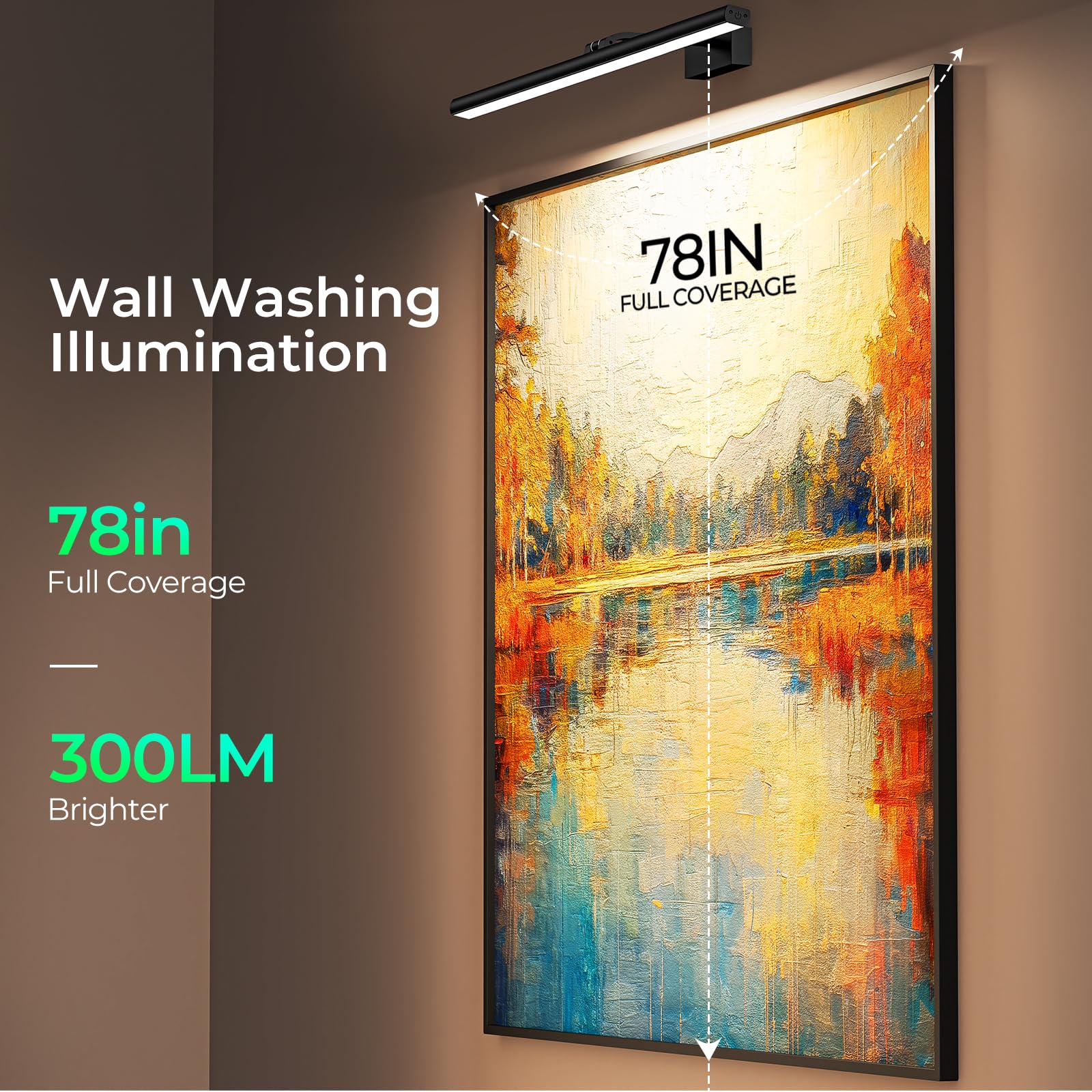 Wireless Picture Lights for Wall, Battery Operated Wall Light for Painting Rechargeable CCT Rotatable Art Gallery Light with Remote Dimmable Timer for Artwork Frame Display Dartboard (Black, 16inch) - Image 2