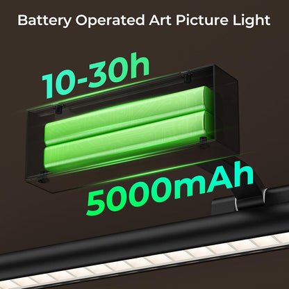 Wireless Picture Lights for Wall, Battery Operated Wall Light for Painting Rechargeable CCT Rotatable Art Gallery Light with Remote Dimmable Timer for Artwork Frame Display Dartboard (Black, 16inch) - Image 3
