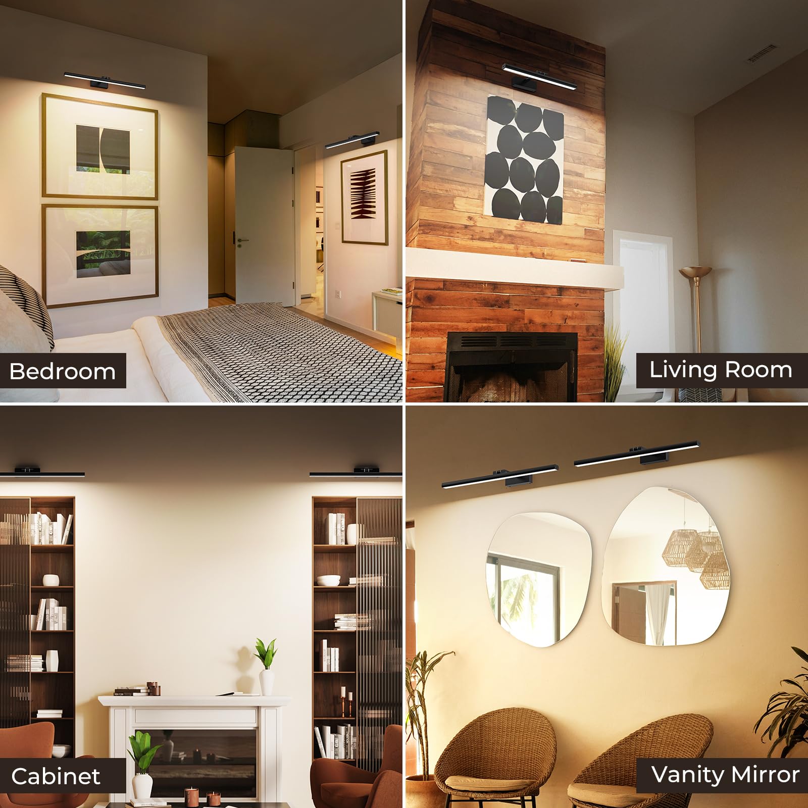 Wireless Picture Lights for Wall, Battery Operated Wall Light for Painting Rechargeable CCT Rotatable Art Gallery Light with Remote Dimmable Timer for Artwork Frame Display Dartboard (Black, 16inch) - Image 8
