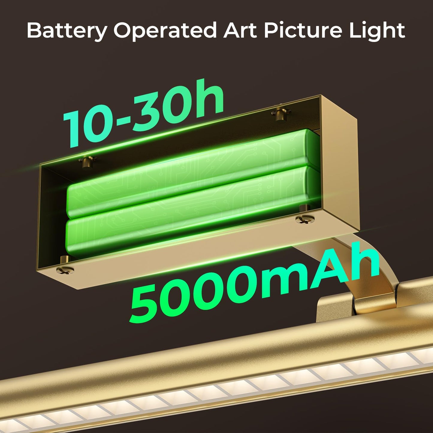 Wireless Picture Lights for Wall, Battery Operated Wall Light for Painting Rechargeable CCT Rotatable Art Gallery Light with Remote Dimmable Timer for Artwork Frame Display Dartboard (Gold, 16inch) - Image 3