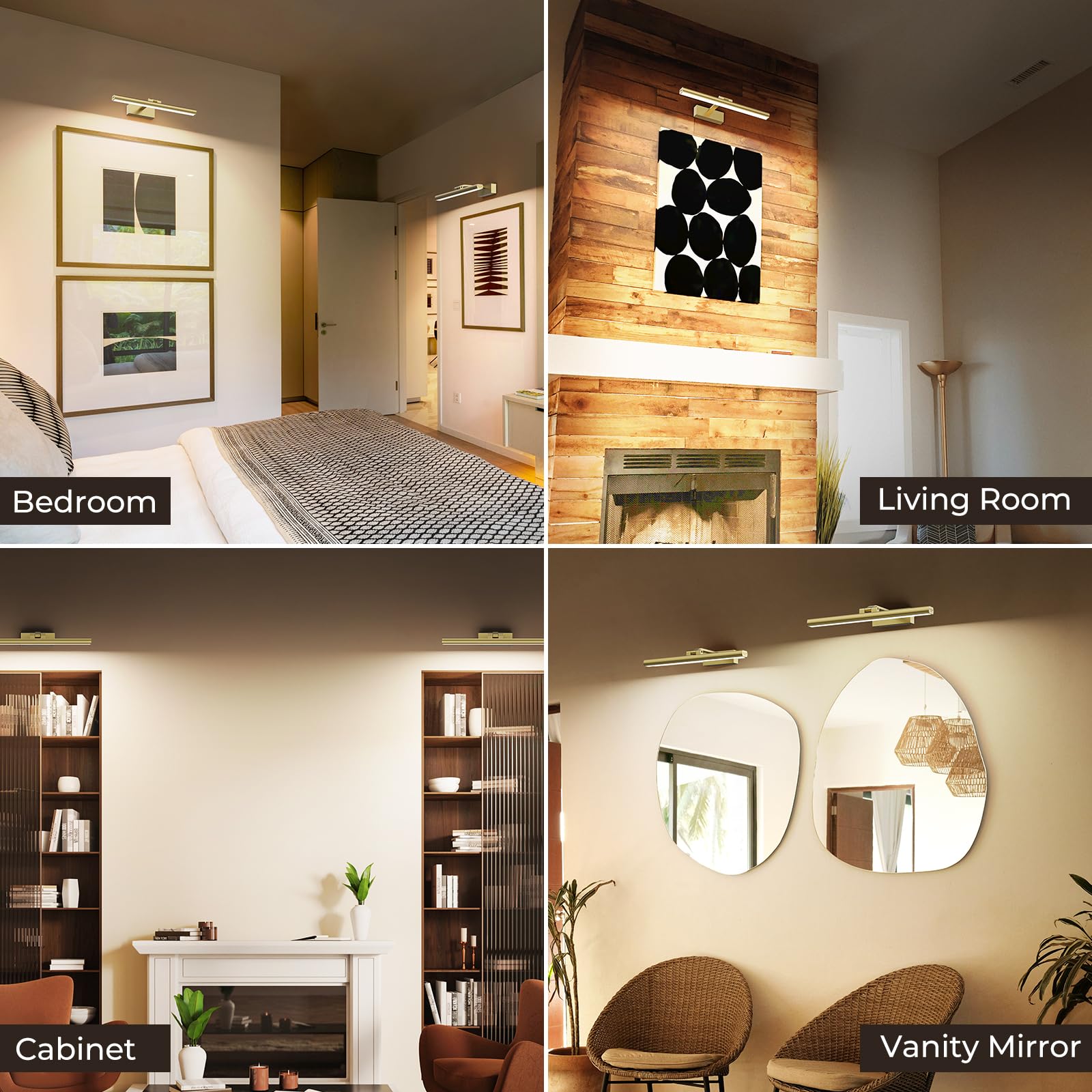 Wireless Picture Lights for Wall, Battery Operated Wall Light for Painting Rechargeable CCT Rotatable Art Gallery Light with Remote Dimmable Timer for Artwork Frame Display Dartboard (Gold, 16inch) - Image 8