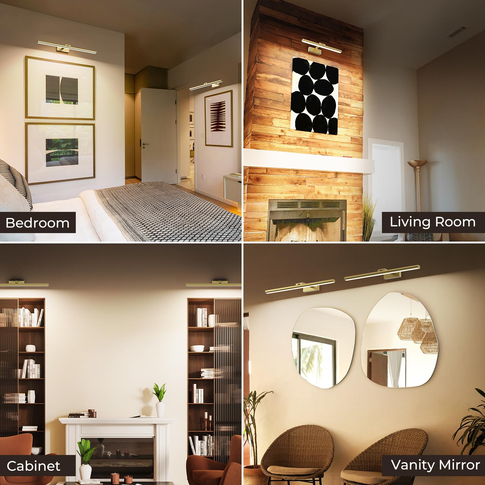 Wireless Picture Lights for Wall, Battery Operated Wall Light for Painting Rechargeable CCT Rotatable Art Gallery Light with Remote Dimmable Timer for Artwork Frame Display Dartboard (Gold, 24inch) - Image 8