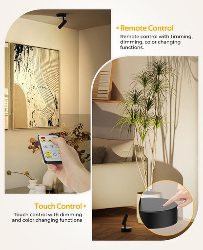Spotlights Indoor, No-Glare Rechargeable Floor Can Light for Plants with Remote, Wireless Art Accent Spot Lights Uplight for Painting, Picture, Dartboard, Home, Corner Sofa Display - Image 5