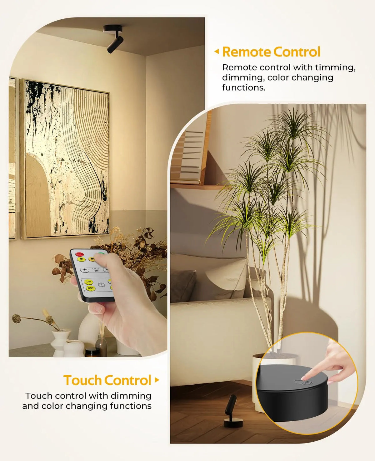 Spotlights Indoor, No-Glare Rechargeable Floor Can Light for Plants with Remote, Wireless Art Accent Spot Lights Uplight for Painting, Picture, Dartboard, Home, Corner Sofa Display - Image 5