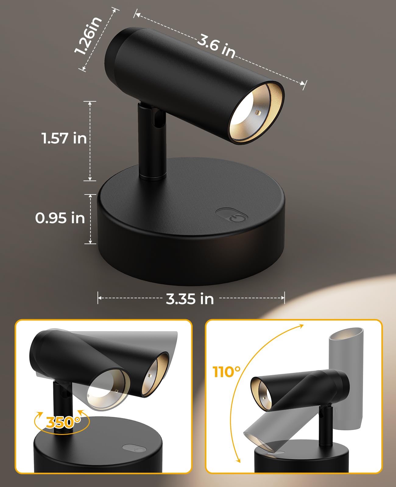 Spotlights Indoor, No-Glare Rechargeable Floor Can Light for Plants with Remote, Wireless Art Accent Spot Lights Uplight for Painting, Picture, Dartboard, Home, Corner Sofa Display - Image 6
